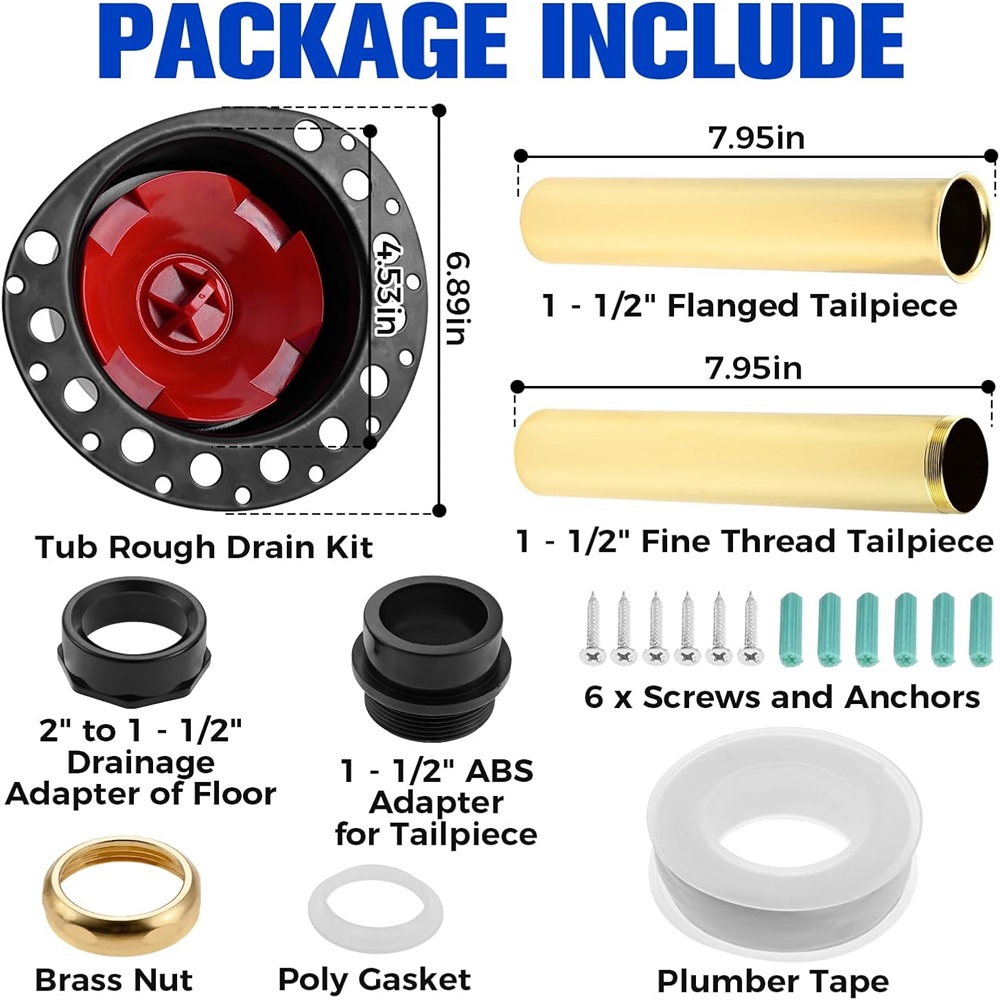 Floor Drain Rough In Floor Mounted Tub Drain ABS Freestanding Tub Drain Kit - Bathtub Drain ...
